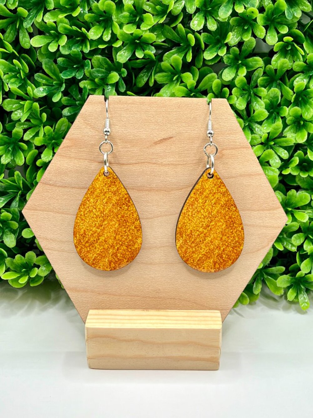 Golden Sublimated Teardrop Earrings
